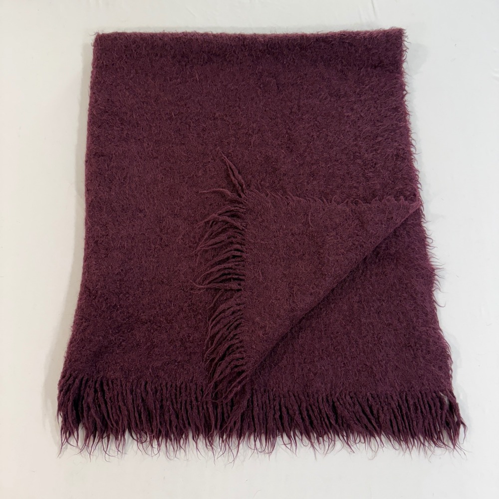 Noble Excellence Alpaca Wool Throw Blanket Burgundy Fringe Made in Peru 46x56
